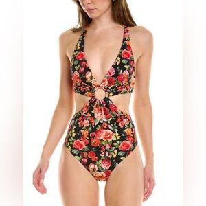 ✨ Onia Marisol Black Floral Cutout One-Piece Swimsuit